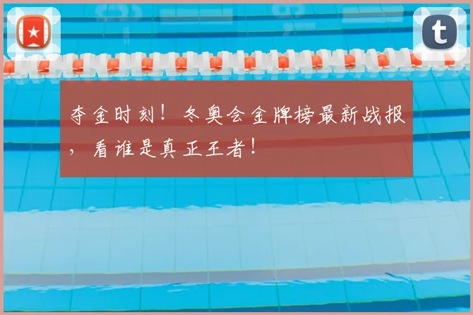 夺金时刻!冬奥会金牌榜最新战报,看谁是真正王者!